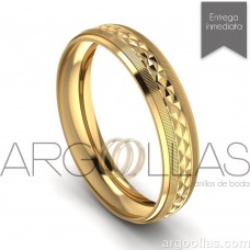 Argolla Clásica Oro 10K 4mm Diamantada (Oro Amarillo, Oro Blanco, Oro Rosa) MOD: 109
